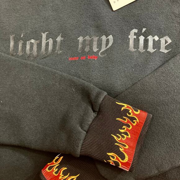 Drifter black oversized hoodie sweatshirt, Unisex long graphic rock anthem top - Picture 2 of 10